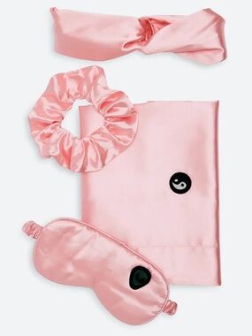 TRULY Pink Satin Hair & Sleep Accessory Set for Kids